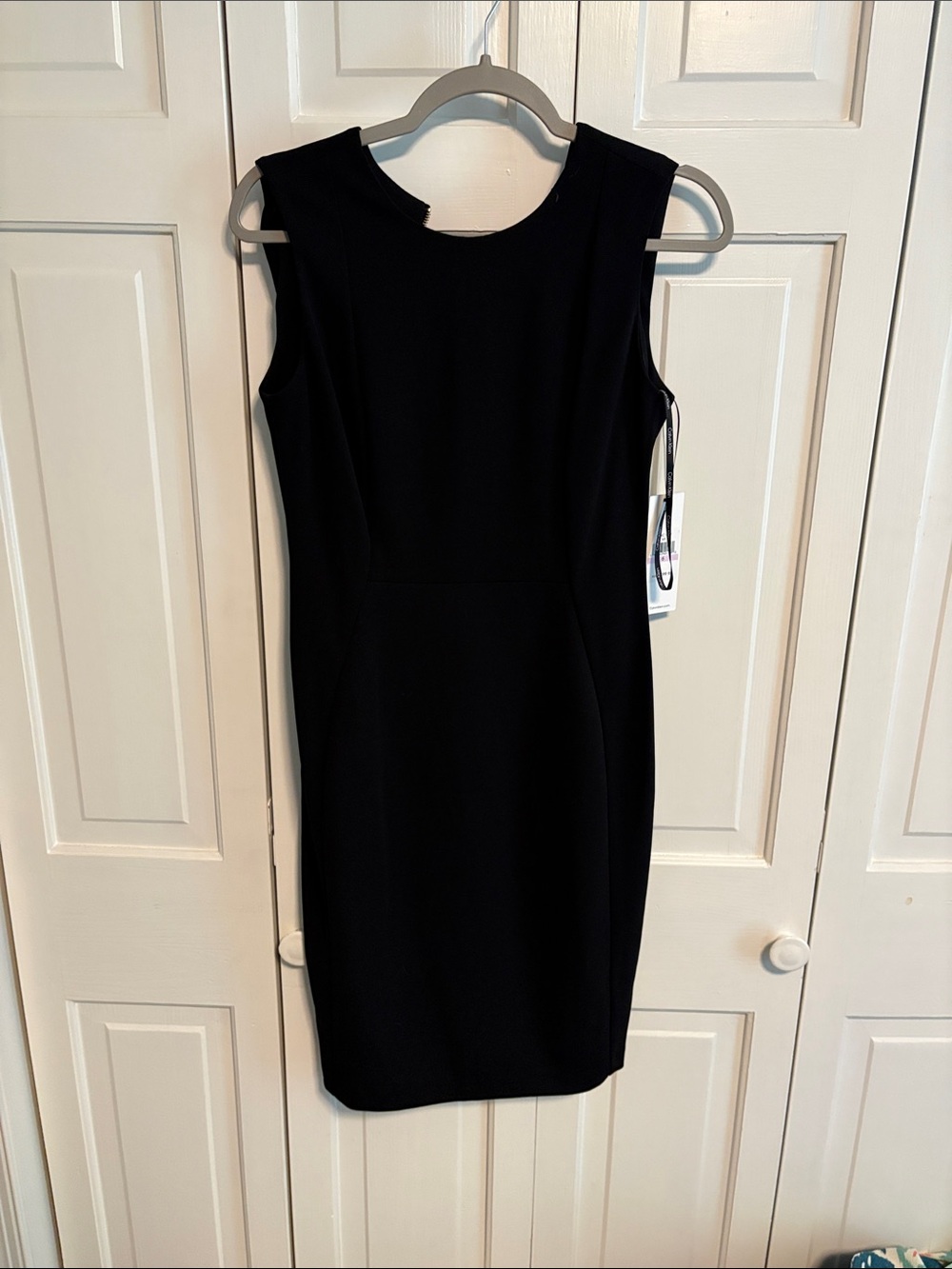 Calvin Klein Black Sleeveless Midi Sheath Dress